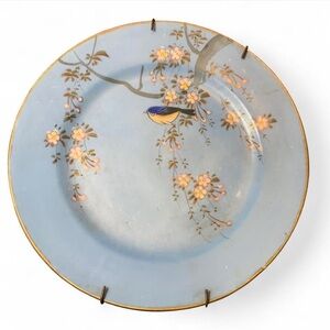 Elegant Handpainted Blue Floral Plate from 1800s